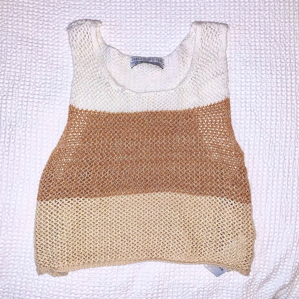 Urban Outfitters Sleeveless Crochet Knit Color Block Striped Top Sz M